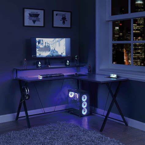 Checkpoint Battlestation L-Shaped Gaming Desk RGB LED Lights – Desk'n File