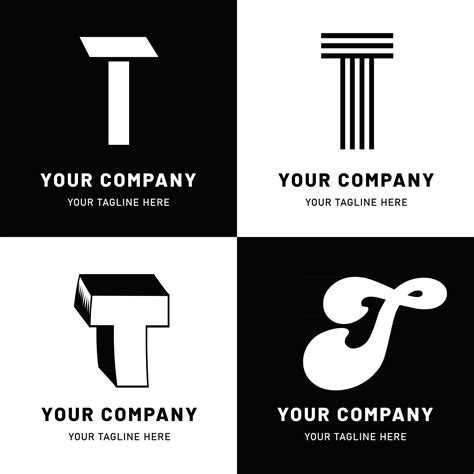 Black and White Letter T Logo Set 2964218 Vector Art at Vecteezy