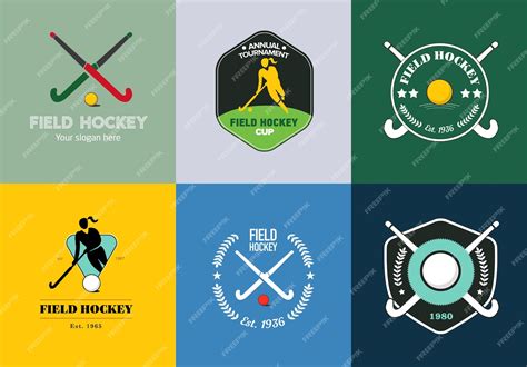 Premium Vector | Field hockey logo set