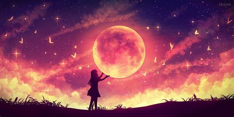 Cool Girl And Moon Anime Wallpapers - Wallpaper Cave