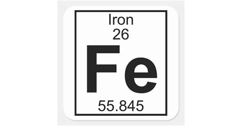 Element 026 - Fe - Iron (Full) Square Sticker | Zazzle.com