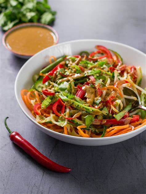 Spicy Thai Salad with peanut dressing | The Veg Space