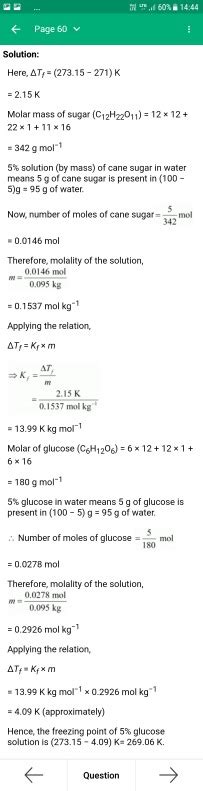 In Q2 20 IN YOUR SOLUTION YOU have calculated kf from cane sugar so how ...