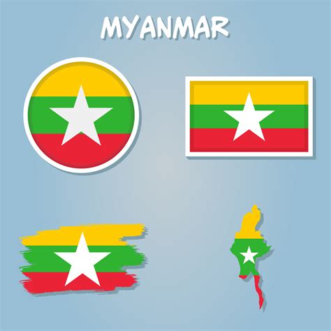 Map of Myanmar in Myanmar flag colors. 21991579 Vector Art at Vecteezy