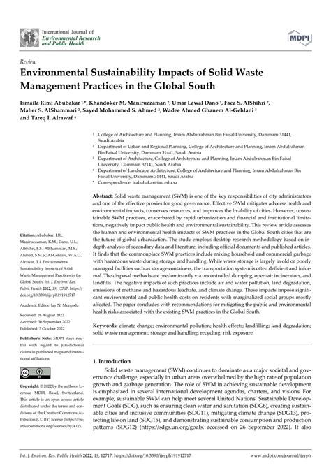 (PDF) Environmental Sustainability Impacts of Solid Waste Management ...