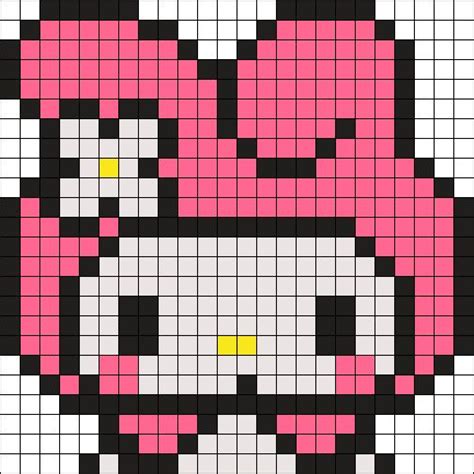 an image of a pixel style pink and black cat with yellow dots on its eyes