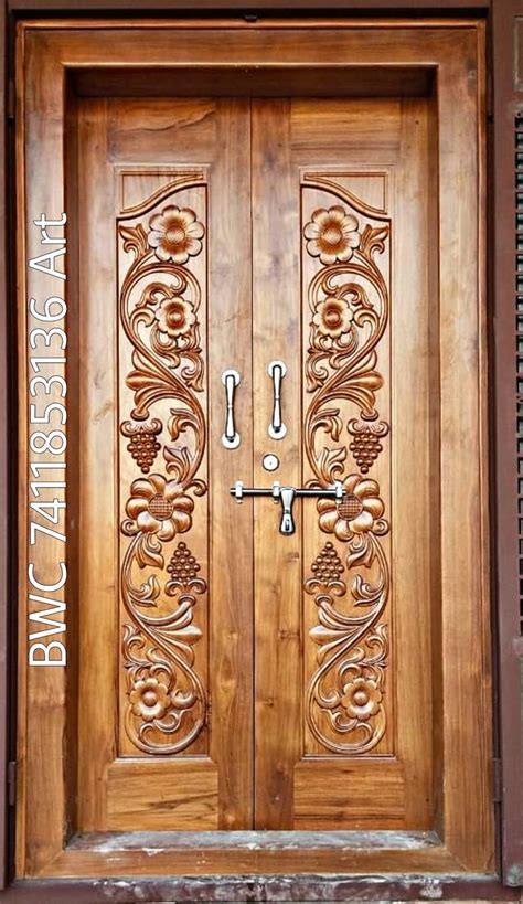 Wooden Main Door Design with Ornate Carvings