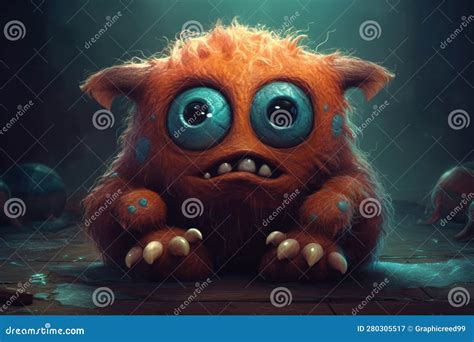 Ai Generative Funny Monster with Big Eyes. Halloween Concept. 3d ...