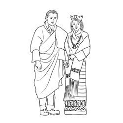 Bhutan Traditional Dress Coloring Page for Kids - Free Bhutan Printable ...