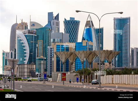 High Rise Buildings in the new City Center of Doha, Qatar Stock Photo ...