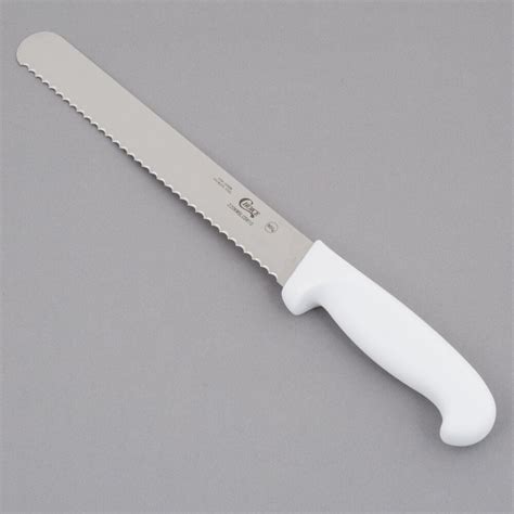 Choice 10" Serrated Edge Slicing / Bread Knife with White Handle