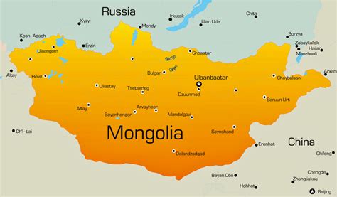 Cities map of Mongolia - OrangeSmile.com