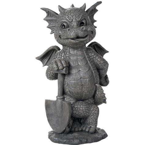 Gardeneing Dragon Garden Statue| 12 Inch Resin Dragon Statue