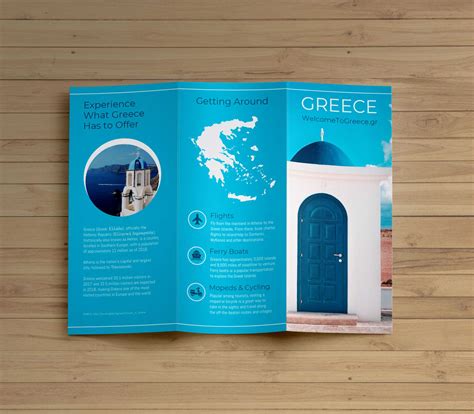 Creative Blue Greece Travel Trifold Brochure Idea pertaining to Travel ...