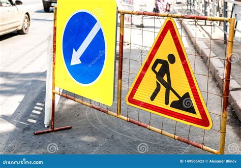 Keep Left Road Sign at the City Street Stock Image - Image of modernize ...