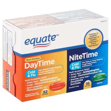 Equate Cold & Flu Relief Multi-Symptom Daytime/Nighttime Combo Pack ...