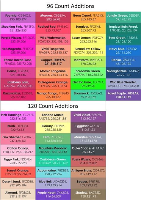 Complete List of Current Crayola Crayon Colors | Crayola crayon colors ...