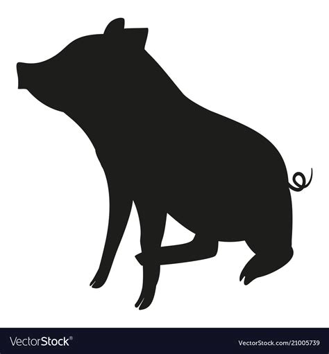 Black and white sitting pig silhouette Royalty Free Vector | Pig ...