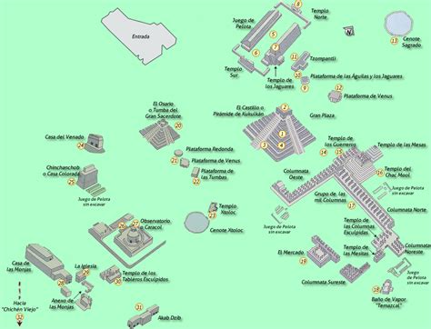 Chichen Itza Map | Know the location of buildings in Chichen Itza ...