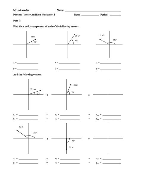 Mr Alexander Physics Vector Addition Worksheet 1 Answers – Thekidsworksheet