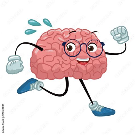 Brain cartoon running icon vector illustration graphic design vector de ...