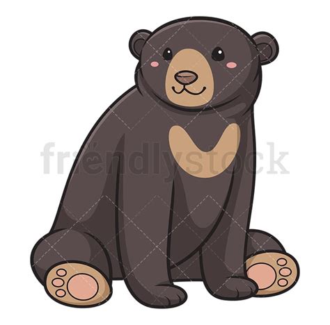 Chibi Kawaii Sun Bear Cartoon Clipart Vector - FriendlyStock