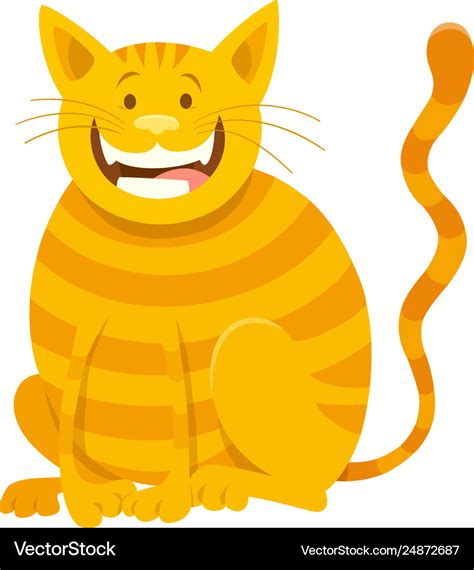 Happy yellow cat cartoon animal character Vector Image