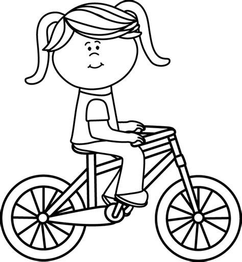 Girl Riding a Bicycle | Coloring pages, Clip art, Bike drawing