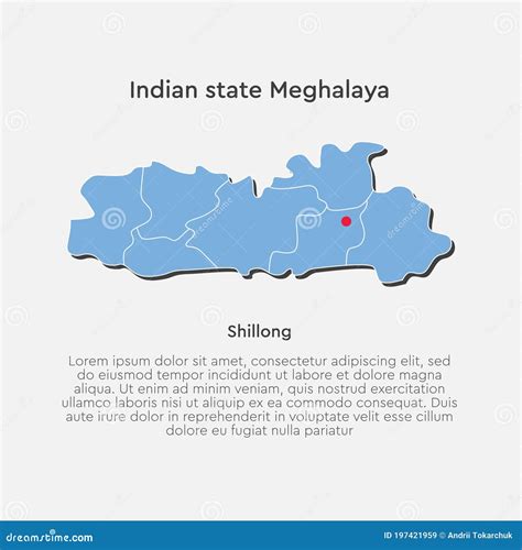 State Of Meghalaya India With Capital City Shillong Hand Drawn Map ...