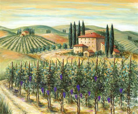 Tuscan Vineyard and Villa Painting by Marilyn Dunlap - Fine Art America