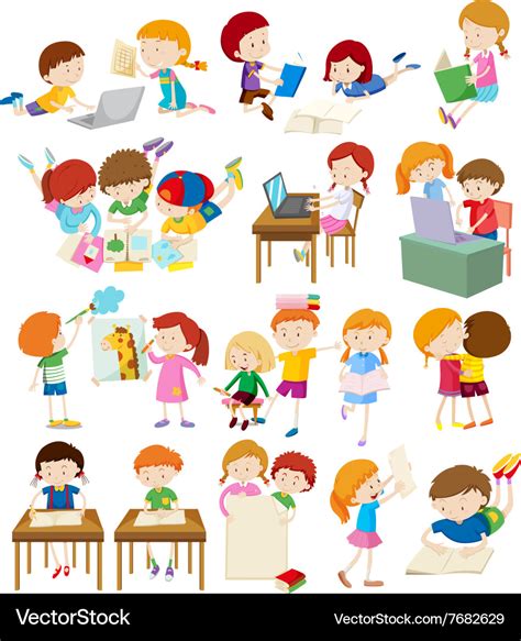 Children doing activities at school Royalty Free Vector