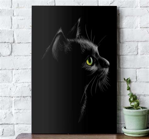 Black cat wall art canvas - TenStickers