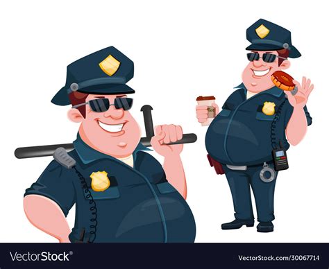 Police officer funny cartoon character Royalty Free Vector