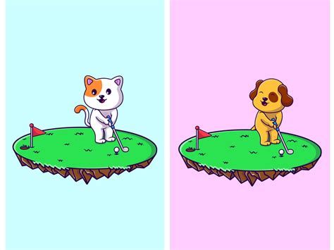 Animals Playing Golf Cartoon by Moksha Labs on Dribbble