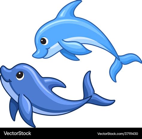 Cute cartoon dolphins swimmng children Royalty Free Vector