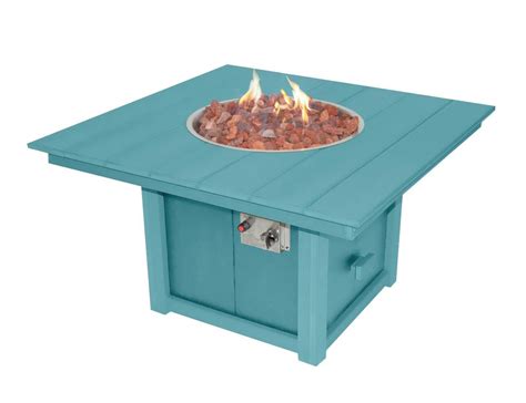 Poly Square Fire Pit Table | aruba Blue — American Patio Designs