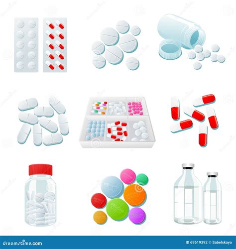 Variety Of Drugs And Pills, Wide Range Stock Vector - Illustration of ...