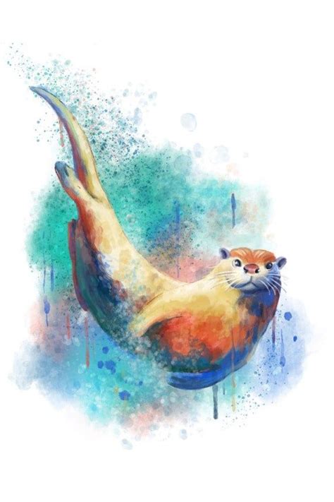 River Otter Watercolor 6 Sizes Art Prints Giclee Posters | Etsy in 2020 ...