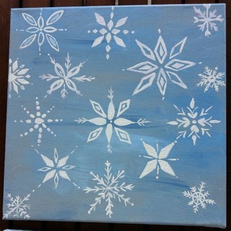 Set of two 12x12 snowflake paintings on wrapped canvas. | Etsy ...