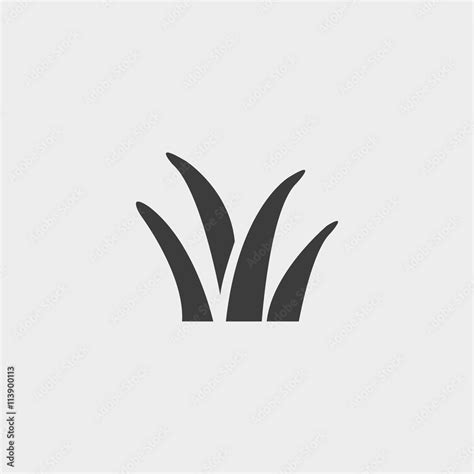 grass icon in a flat design in black color. Vector illustration eps10 ...