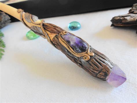 Wooden Wand, Magic Wand, Crystal Wand, Golden Wand, Witchy Tools ...