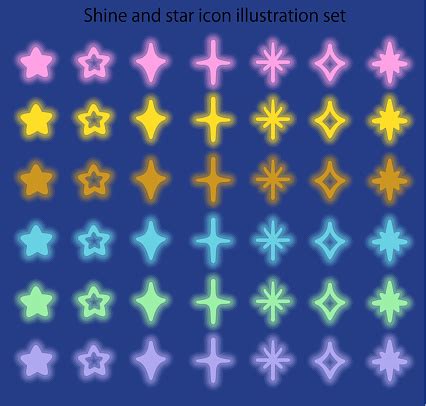 Shine Effect And Star Icon Illustration Set Stock Illustration ...