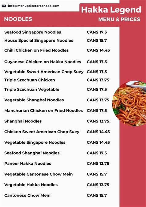 Hakka Legend Menu | Hakka Legend Prices in Canada - 2024