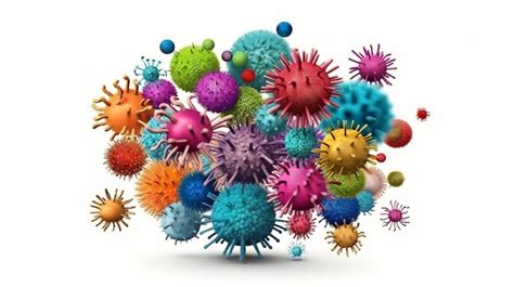 Premium AI Image | Various types of germs magnified on a white background