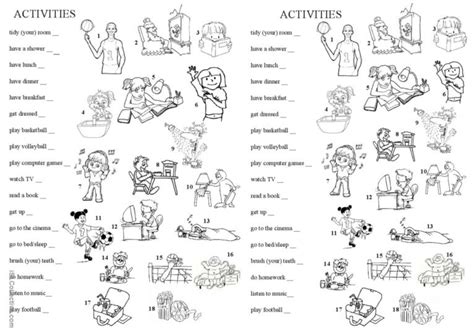 Free time and every day activities: English ESL worksheets pdf & doc