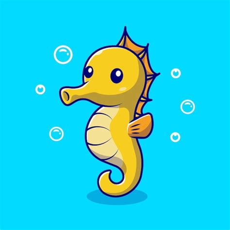 Premium Vector | Cute seahorse cartoon character. animal nature isolated.