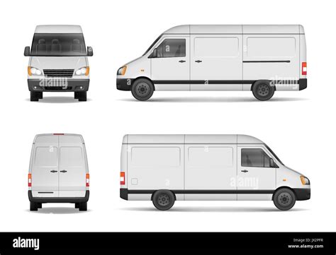 Isolated commercial delivery vehicle set. White van vector template for ...