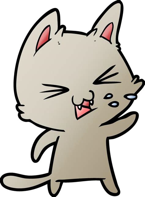 cartoon cat hissing 12444500 Vector Art at Vecteezy