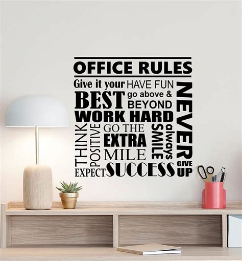 Office Rules Wall Decal Motivational Poster Office Sign Teamwork ...