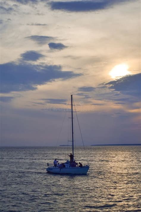 Sailboat on the Sea at Sunset Stock Image - Image of coast, skyline ...